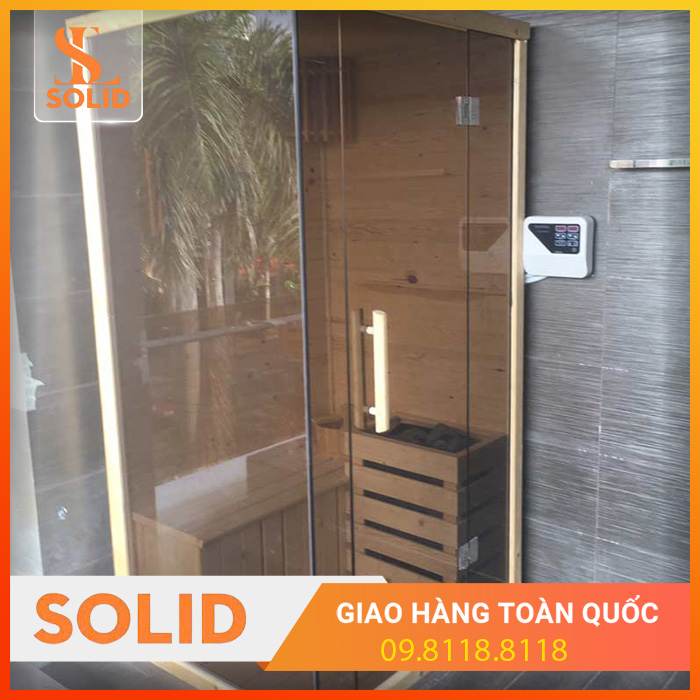 Phòng xông hơi khô gỗ thông kết hợp kính cường lực Phòng xông hơi khô gỗ thông kết hợp kính cường lực