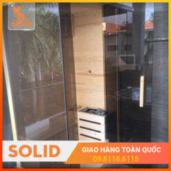 Phòng xông hơi khô gỗ thông kết hợp kính cường lực