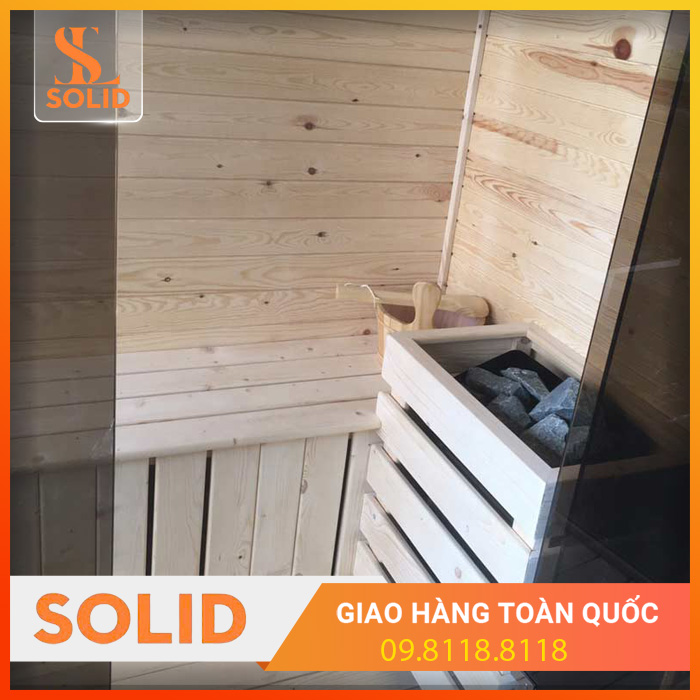 Phòng xông hơi khô gỗ thông kết hợp kính cường lực Phòng xông hơi khô gỗ thông kết hợp kính cường lực
